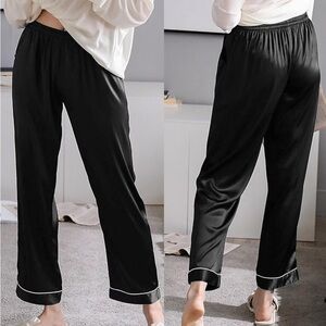 Black Satin Pajama Pants